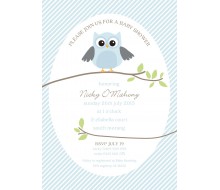 Owl Blue Baby Shower Printable Invitation